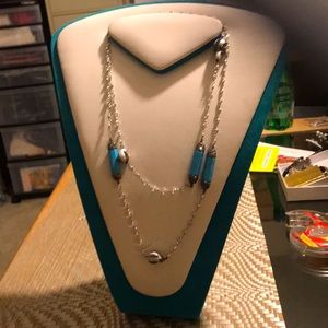 Silver and turquoise necklace with real pearls